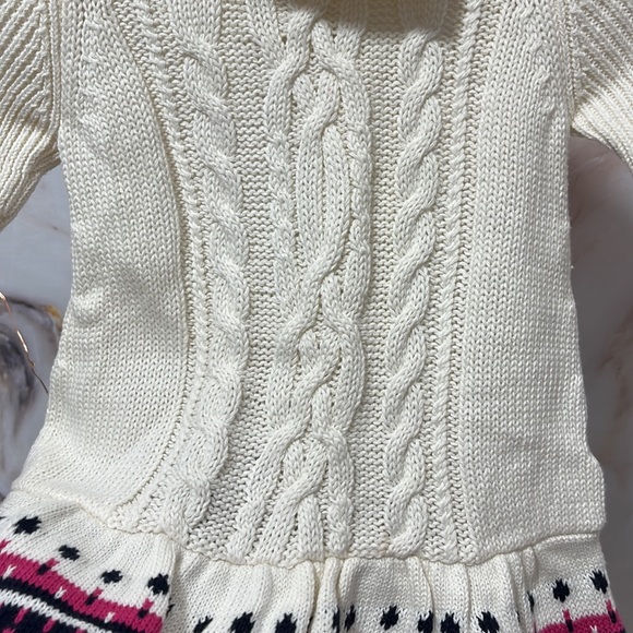 Baby Gap Cable Knit Dress Long Sleeve with Patterned Edge Buttons Cream Sz 3-6M - Picture 4 of 14
